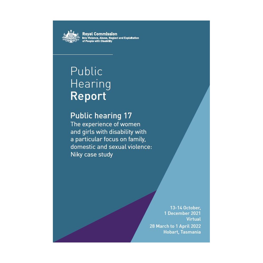 Public hearing 17 - The experience of women and girls with disability with a particular focus on family